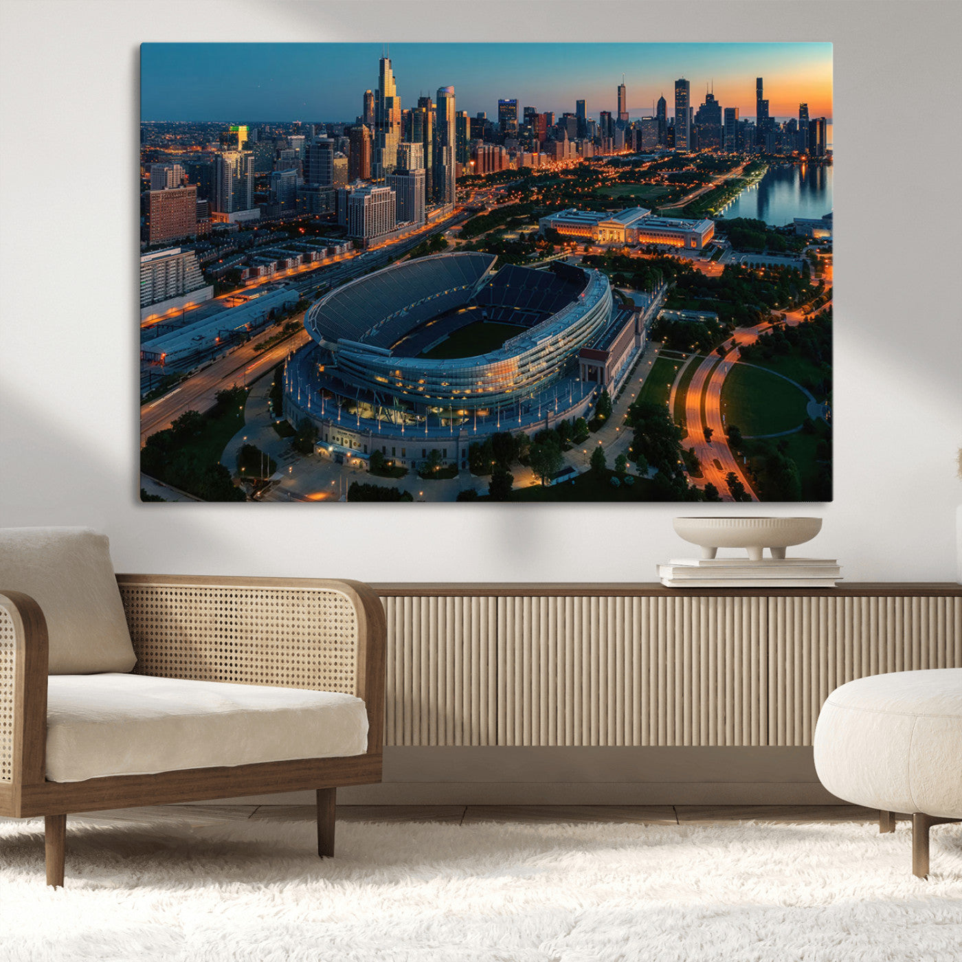 MGV-CV-36X24 - Chicago Bears Soldiers Field Wall Art Canvas Print – Framed Football Stadium Artwork for Sports