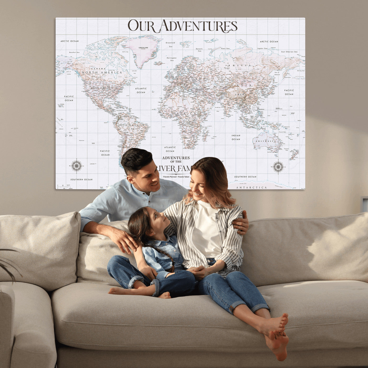 40041157-MGV-CV-36X24-Custom Push Pin World Map Wall Canvas Print – Personalized Travel Tracker with Pins – Framed Large Multi-Size Canvas for Home Office Decor