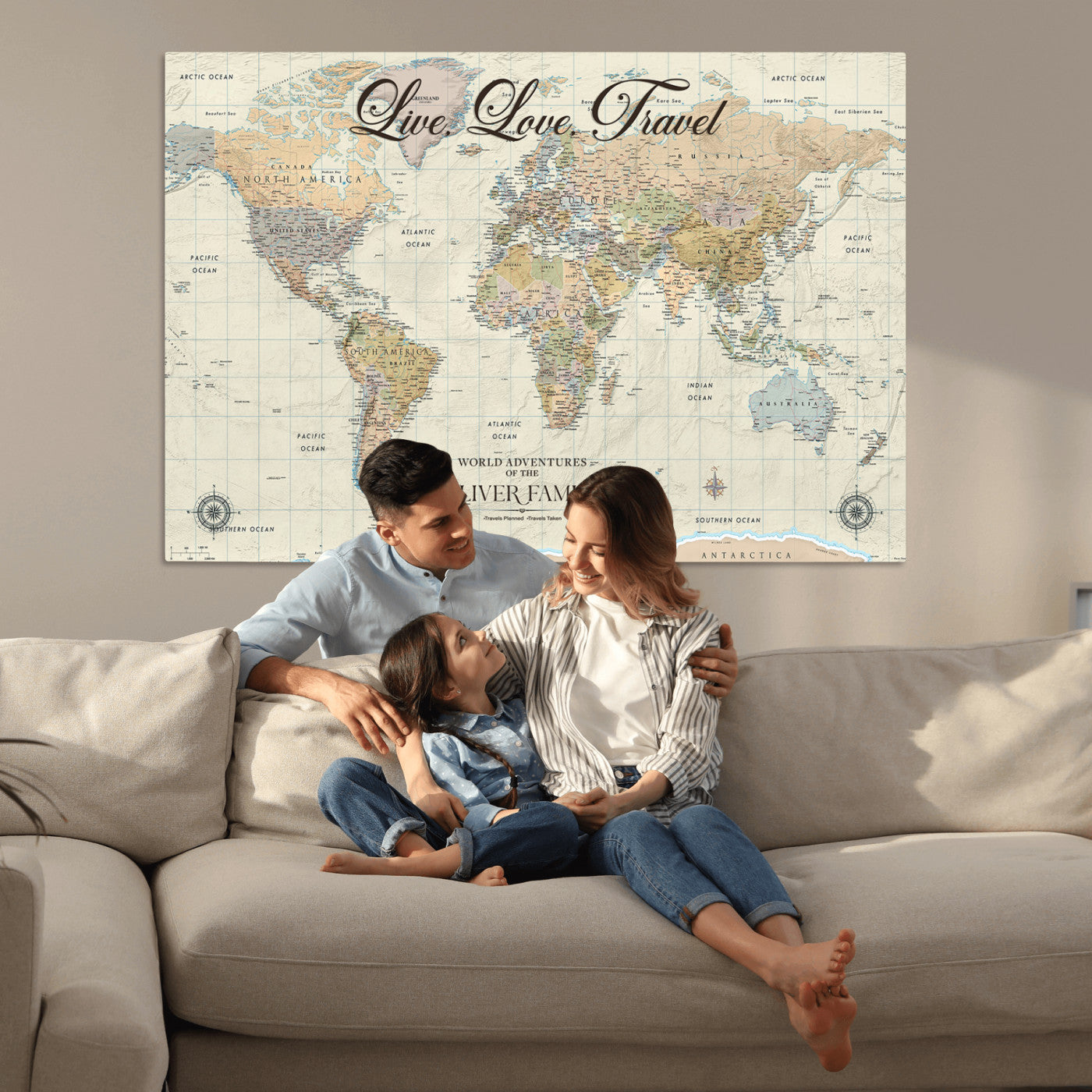 49563244-MGV-CV-36X24-Custom Push Pin World Map Wall Canvas Print – Personalized Travel Tracker with Pins – Framed Large Multi-Size Canvas for Home Office Decor