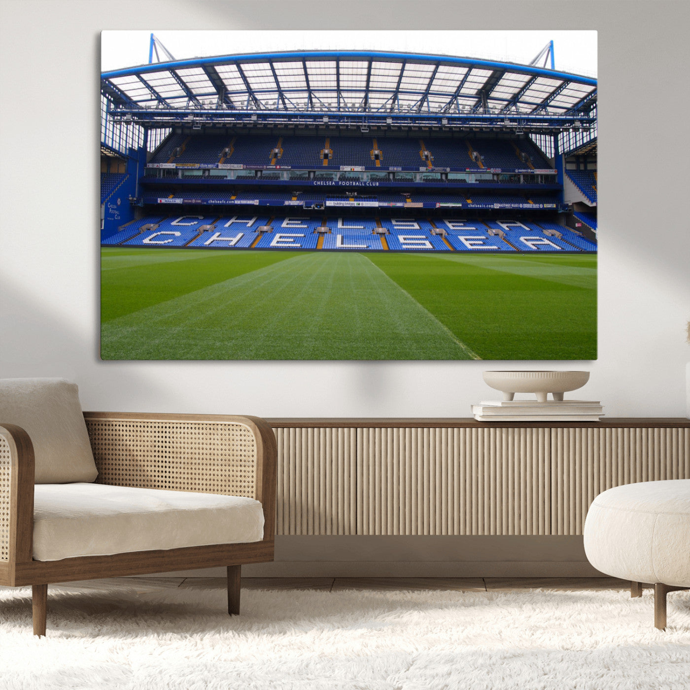 38616413CHELSA-MGV-CV-36X24-Stamford Bridge Chelsea Football Stadium Canvas Wall Art Print – Immersive Stadium Experience for Soccer Fans – Ready to Hang