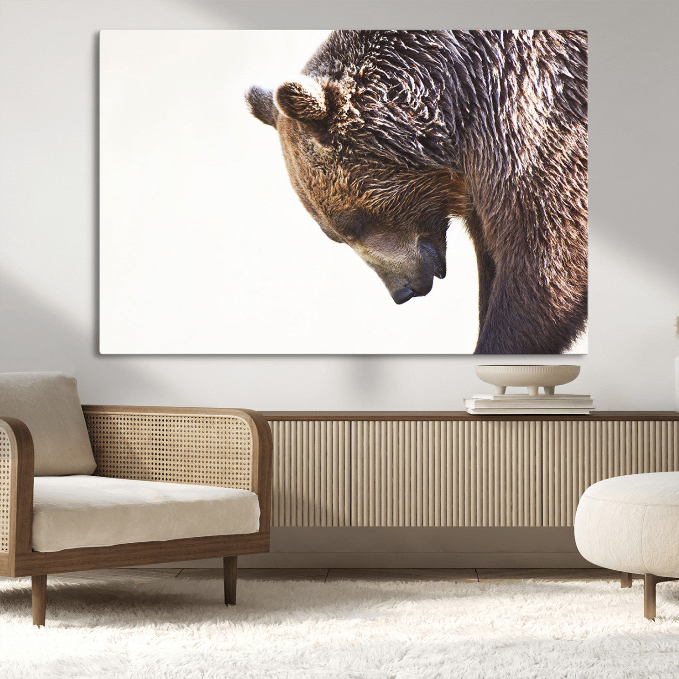Majestic Bear Portrait - Capture the raw beauty of a bear in a detailed close-up, perfect for your Wall Art Canvas Print collection