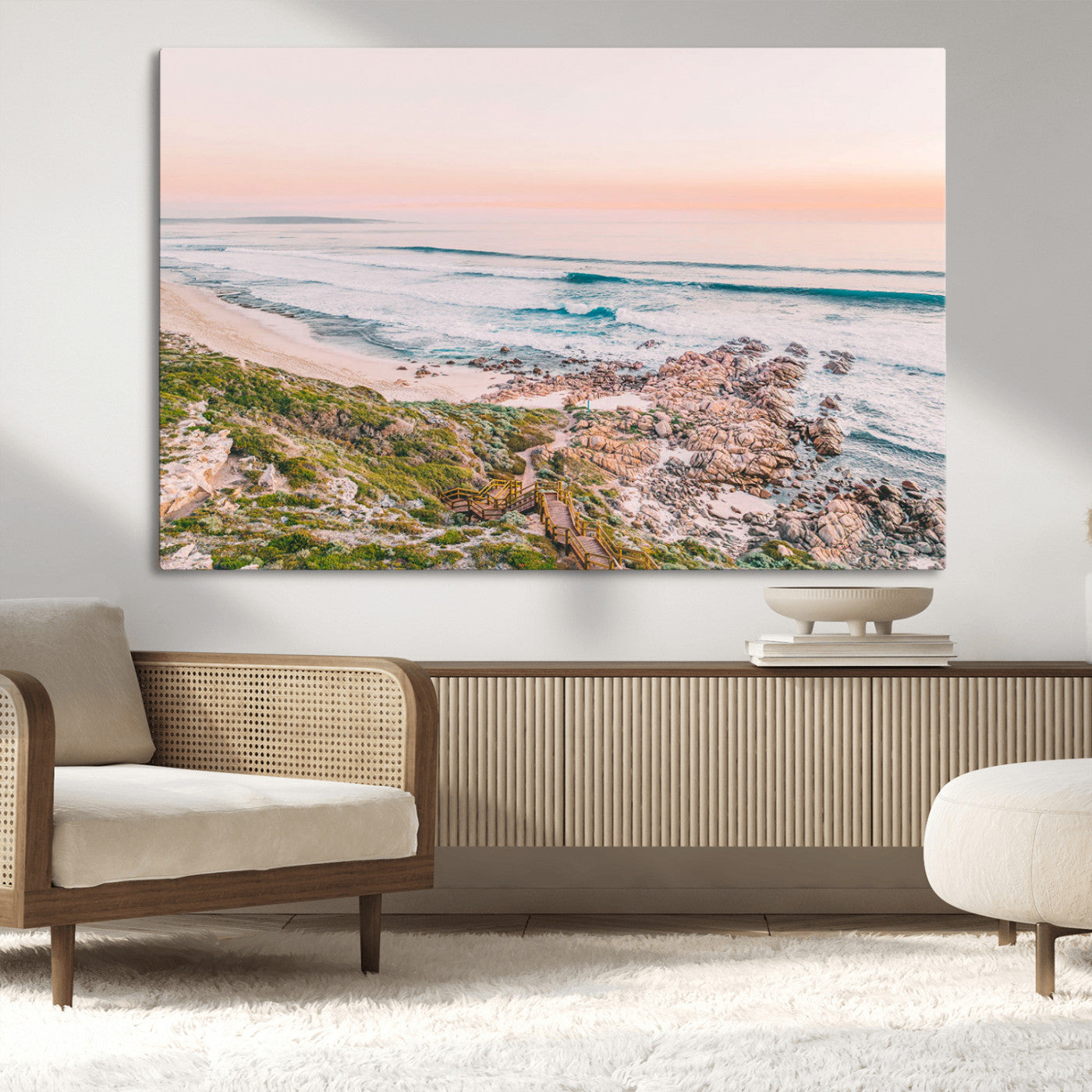 27332135-MGV-CV-36X24-Coastal Cliffside Canvas Wall Art Print, Ocean Shore Landscape Decor, Large Scenic Beach Canvas for Living Room or Office 1 Panel Wrapped Canvas