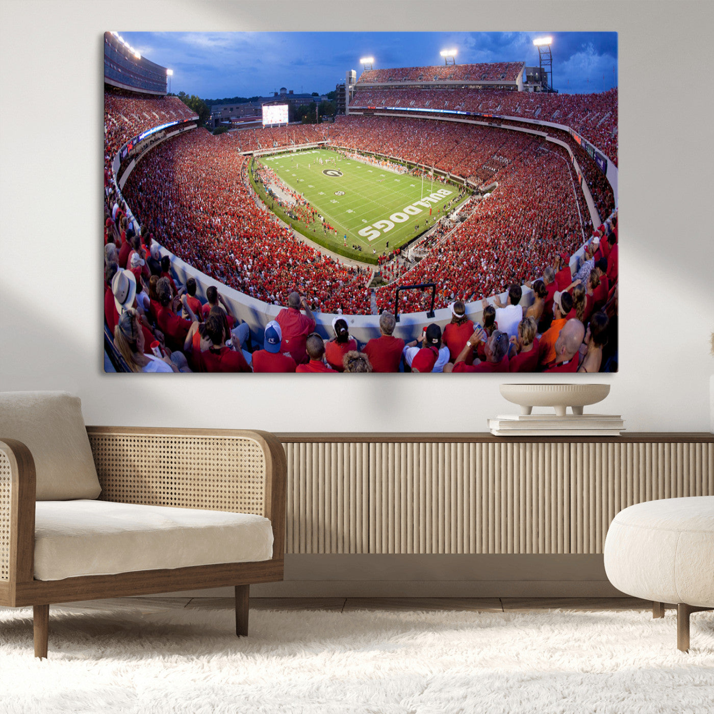 10244378-MGV-CV-36X24-Dooley Stadium Wall Art Print, Sports Arena Canvas Wall Art, Dooley Field at Sanford Stadium Canvas Print, Modern Athletic Field Art Printing