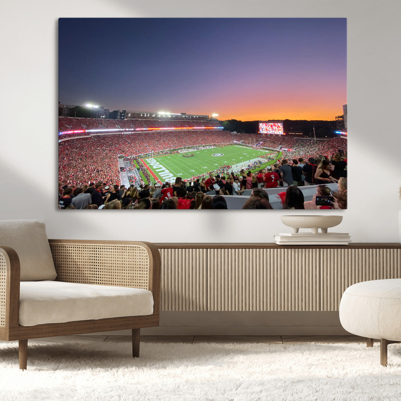 25139565-MGV-CV-36X24-Dooley Stadium Wall Art Print, Sports Arena Canvas Wall Art, Dooley Field at Sanford Stadium Canvas Print, Modern Athletic Field Art Printing