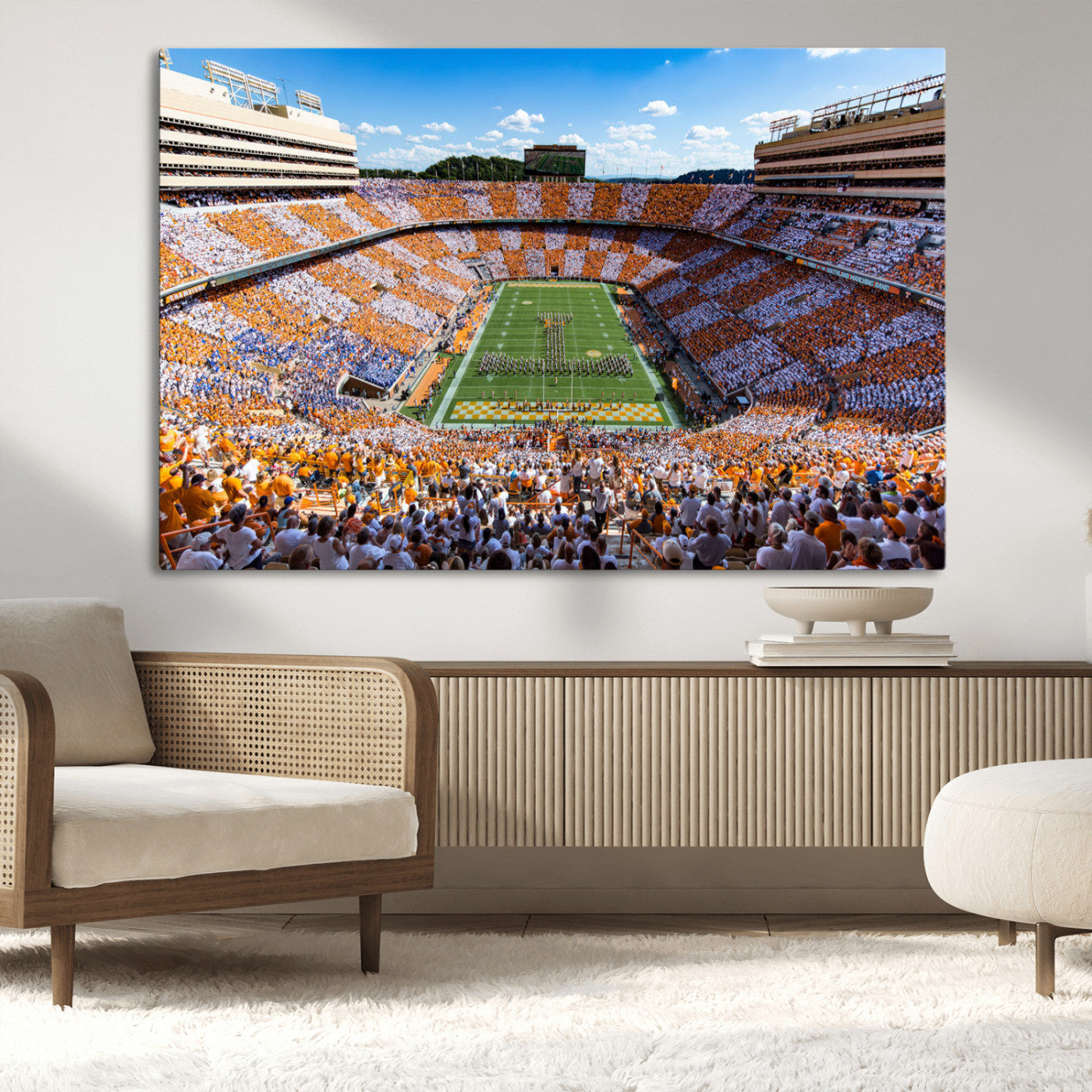 64238859-MGV-CV-36X24-Tennessee Neyland Stadium Wall Art Print, Sports Arena Canvas Wall Art, Panoramic Stadium Canvas Print, Modern Athletic Field Art Printing