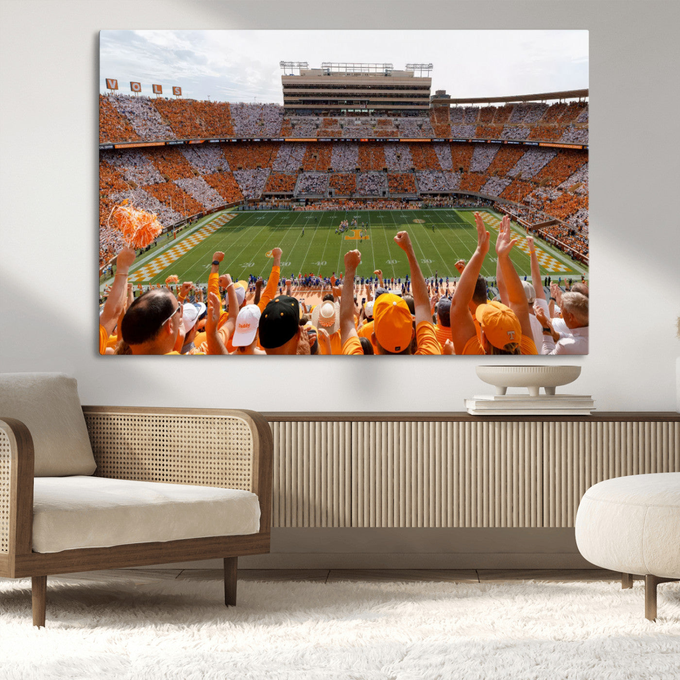 76011417-MGV-CV-36X24-Tennessee Neyland Stadium Wall Art Print, Sports Arena Canvas Wall Art, Panoramic Stadium Canvas Print, Modern Athletic Field Art Printing