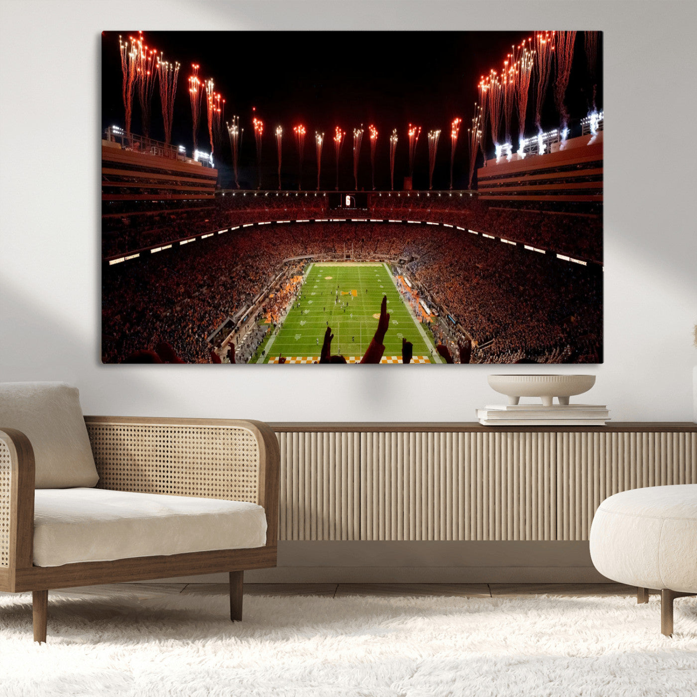 73358115-MGV-CV-36X24-Tennessee Neyland Stadium Wall Art Print, Sports Arena Canvas Wall Art, Panoramic Stadium Canvas Print, Modern Athletic Field Art Printing