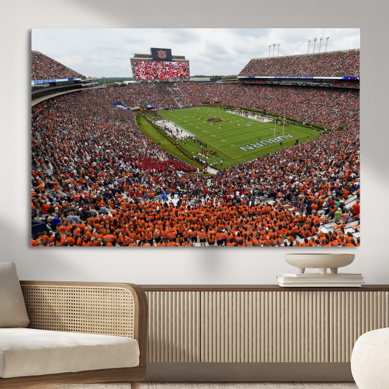 39597998-MGV-CV-36X24-Jordan-Hare Stadium Wall Art Canvas Print, College Sports Art for Man Cave or Game Room, Framed Alabama Football Decor