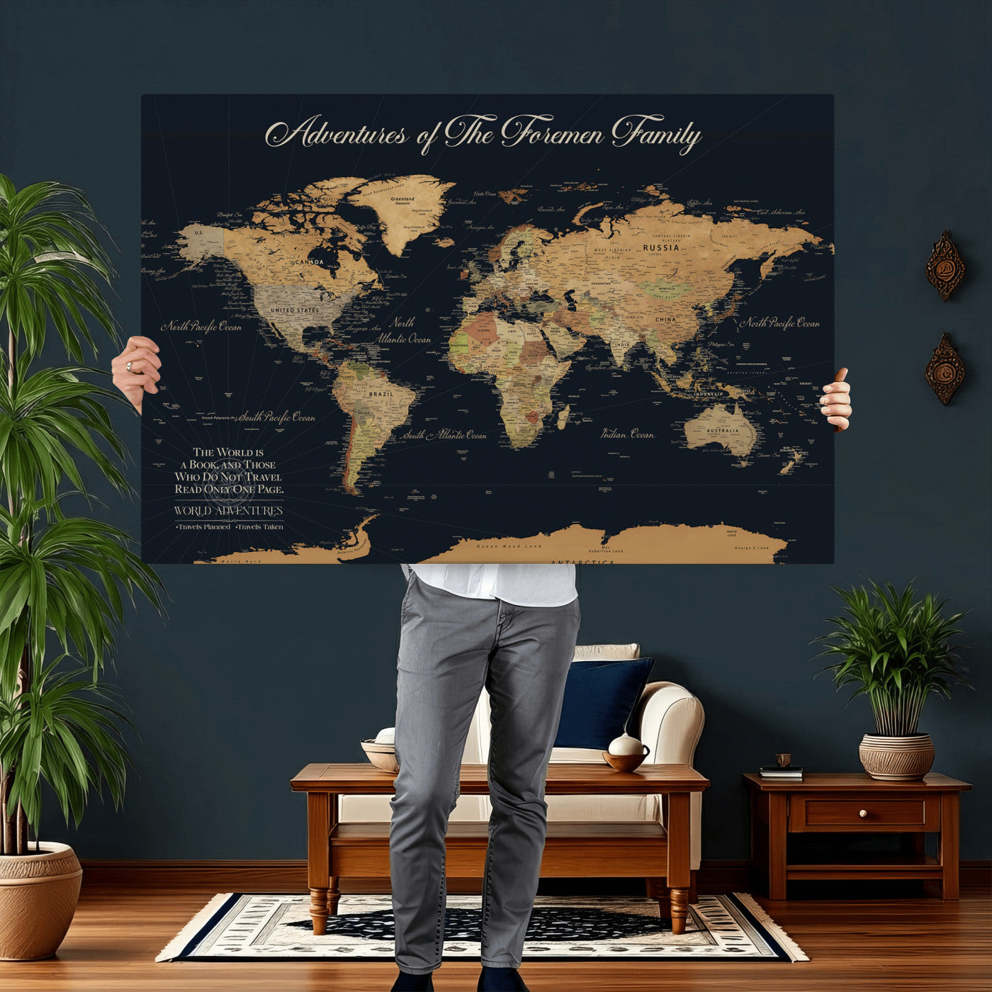 79740262-MGV-CV-36X24 - Personalized Push Pin World Map Wall Art Canvas Print with Pins – Customize  Travel Tracker Map for Home and Office Décor
