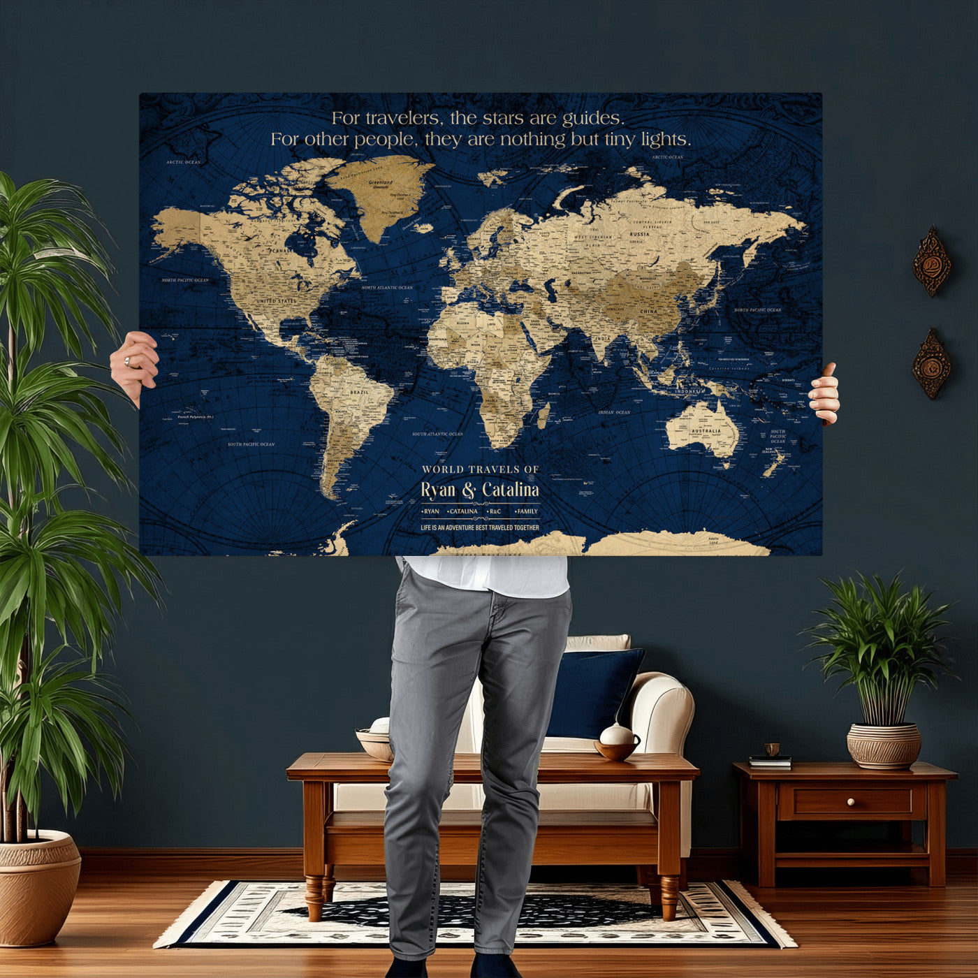 12665245-MGV-CV-36X24 - Personalized Push Pin World Map Wall Art Canvas Print with Pins – Customize  Travel Tracker Map for Home and Office Décor