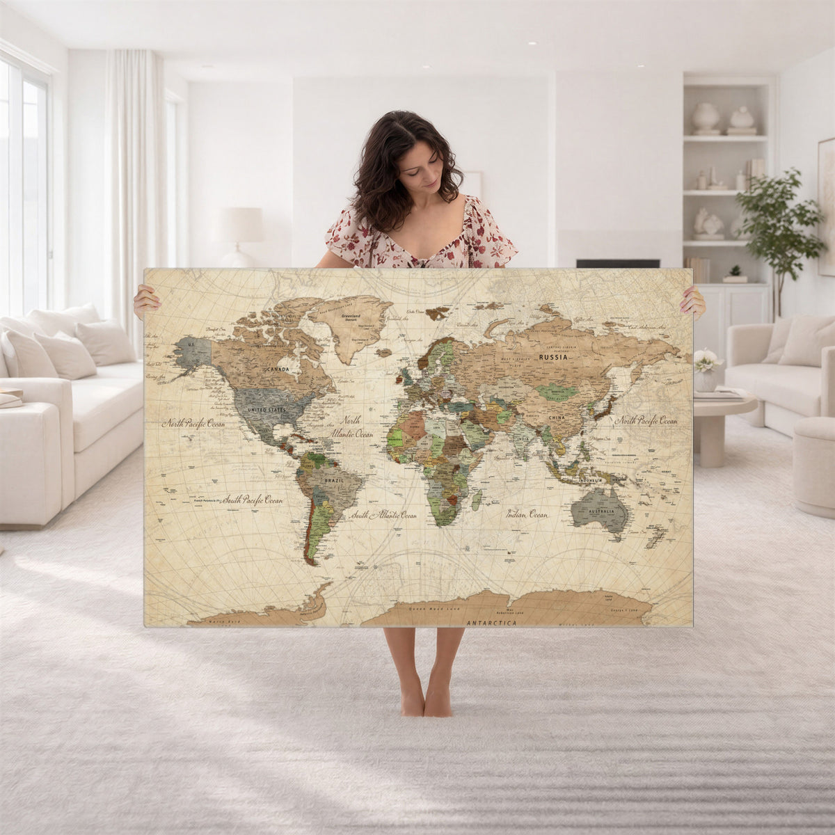 36735609-MGV-CV-36X24 - Framed World Map Wall Art for Home and Office Decor