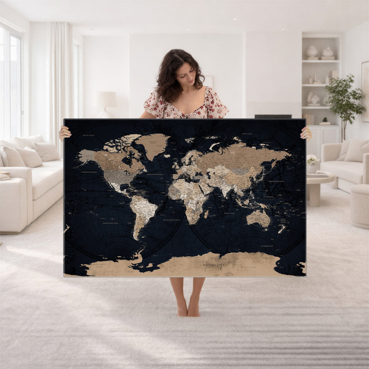 25812727-MGV-CV-36X24 - Grunge Wall Art World Map Canvas Print