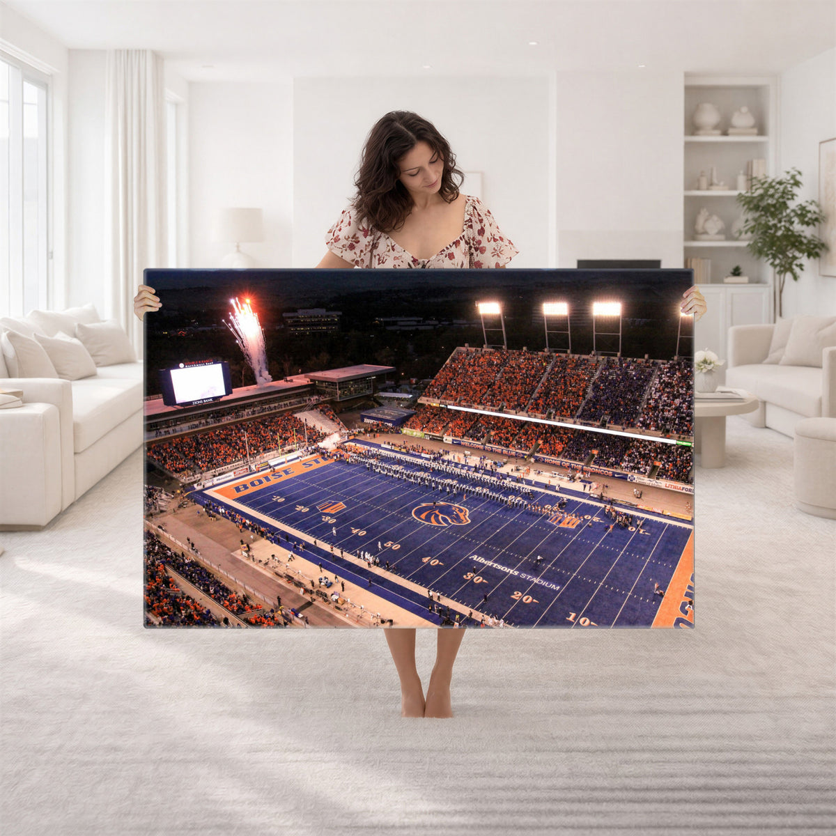 58849575-MGV-CV-36X24 - Boise State Stadium Large Wall Art Canvas Print for Living Room and Game Room Decor