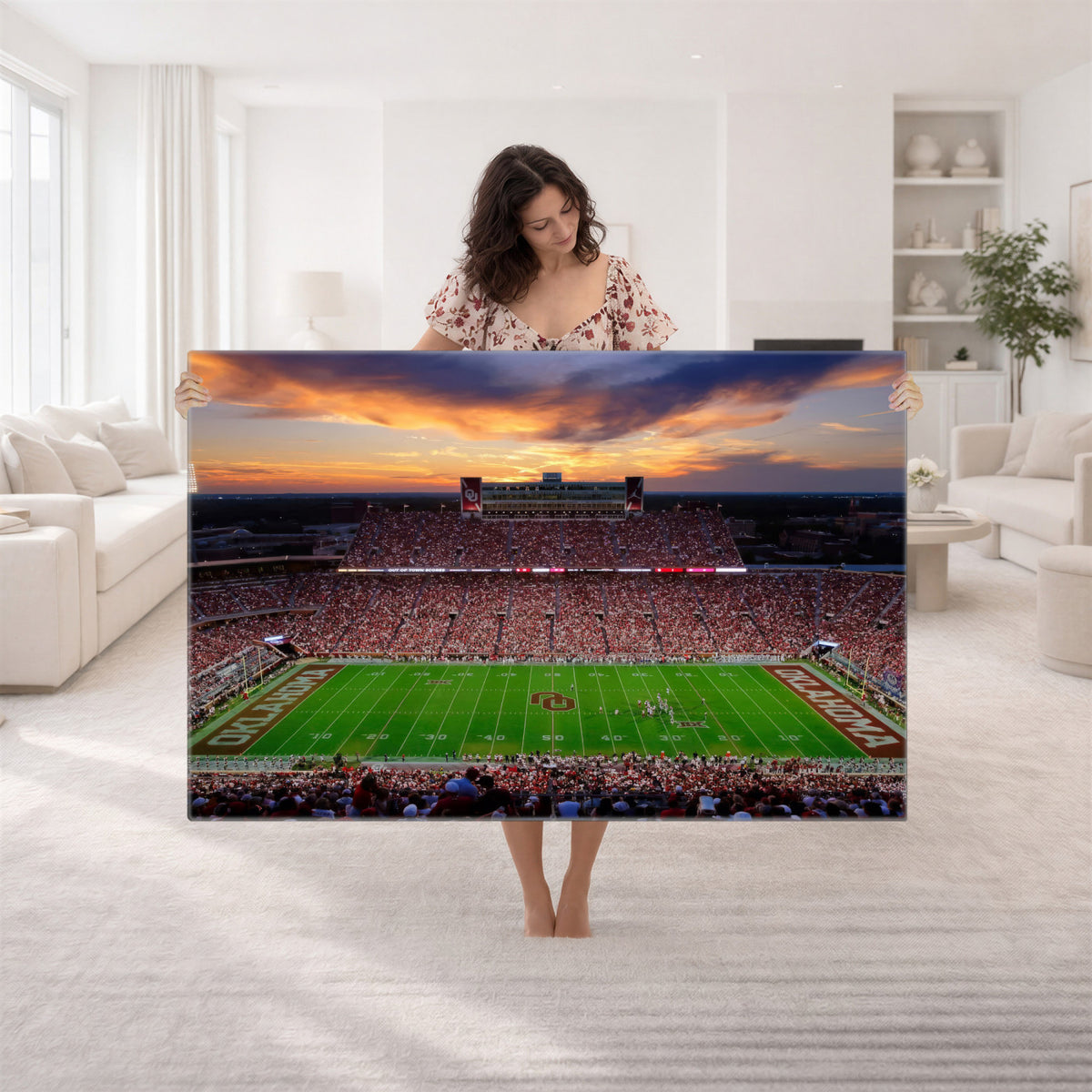 51457497-MGV-CV-36X24 - Oklahoma Sooners Stadium Wall Art Canvas Print, College Football Decor