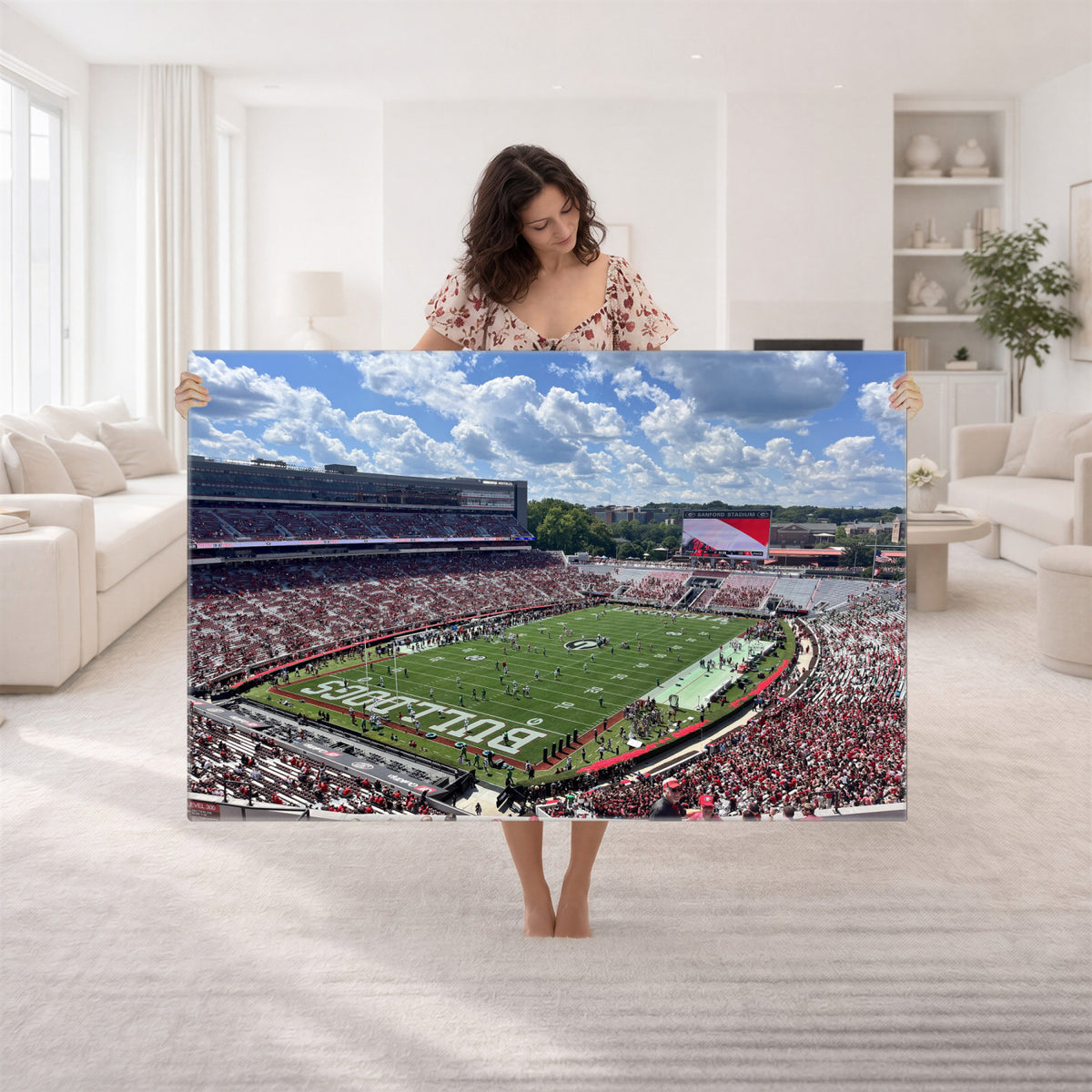 10665453-MGV-CV-36X24 - Georgia Bulldogs Stadium Wall Art Canvas Print, Sanford, Framed and Ready to Hang
