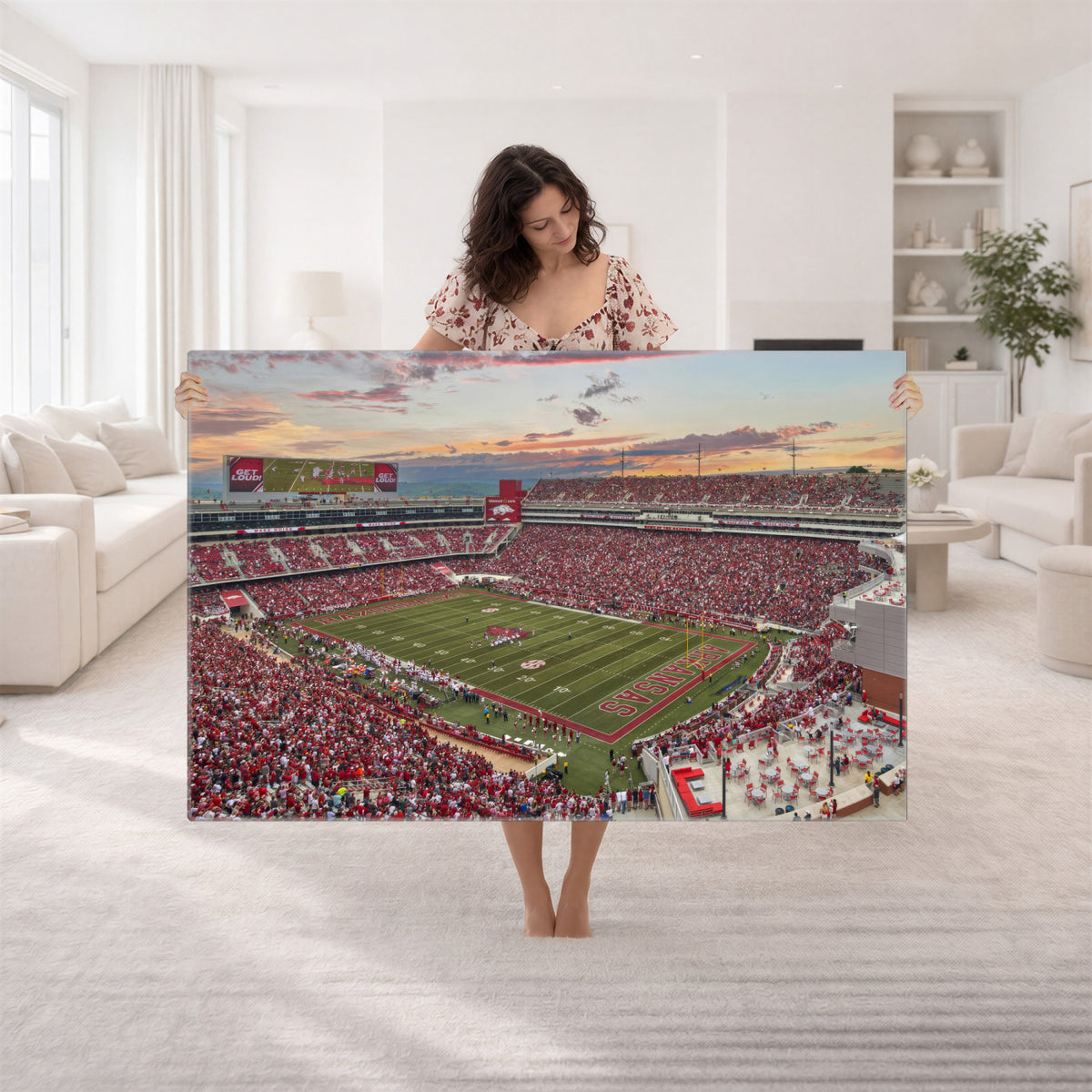 82233065-MGV-CV-36X24 - Donald W. Reynolds Razorback Stadium Wall Art Canvas Print – Arkansas Razorbacks Football Artwork for Home, Office, and Sports Room Decor