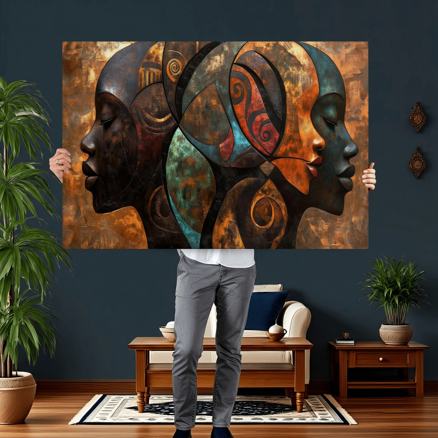 81517886-MGV-CV-36X24 - Abstract Afro American Women Wall Art Canvas Print
