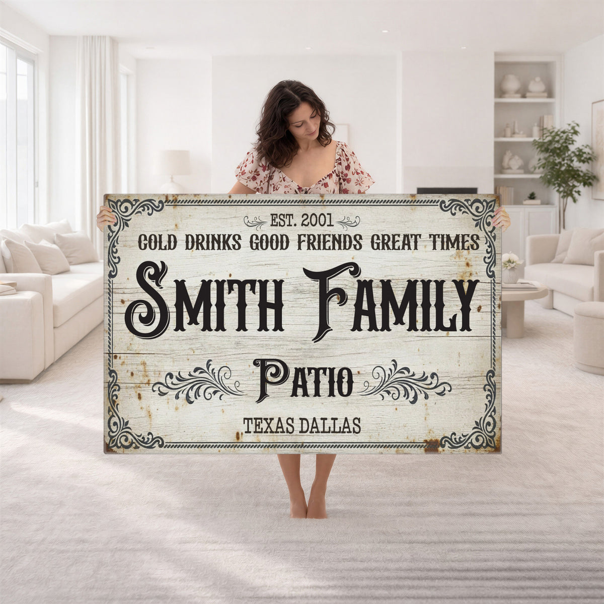 82858529-MGV-CV-36X24 - Custom Family Patio Sign Wall Art Canvas Print, Personalized Rustic Backyard Decor