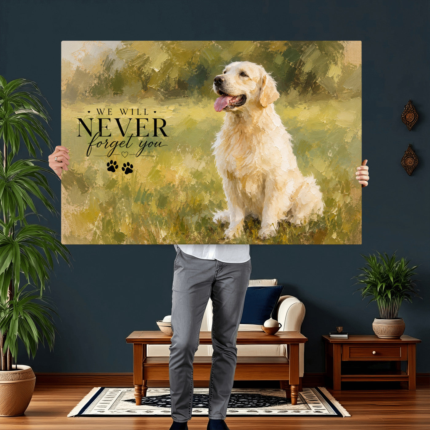38460512P1-MGV-CV-36X24 - Oil Paint Style Pet Memorial Wall Art Canvas Print, Custom Dog Memorial Portrait, Personalized Angel Pet Loss Gift, Angel Wings Puppy Print