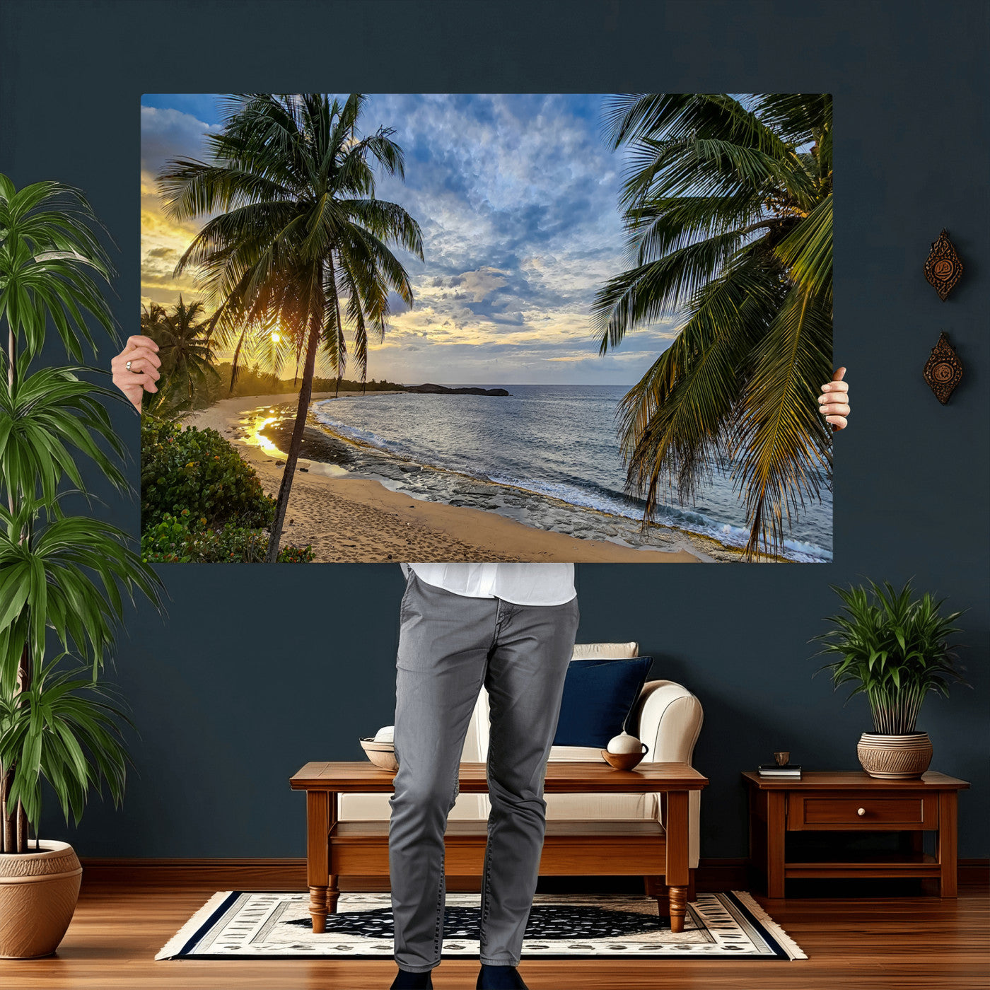 83399063-MGV-CV-36X24 - Puerto Rico Beach Paradise Wall Art – Tropical Coastal Print