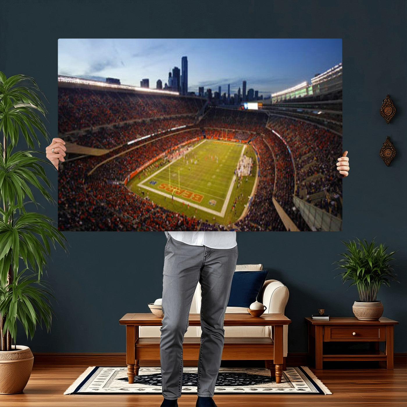 50691720-MGV-CV-36X24 - Chicago Bears Soldier Field Canvas Wall Art, NFL Stadium Panorama Print, Football Arena Photography for Sports Fans