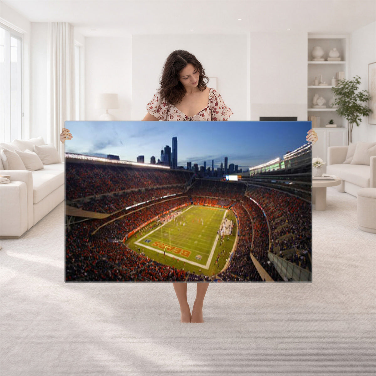 50691720-MGV-CV-36X24 - Chicago Bears Soldier Field Canvas Wall Art, NFL Stadium Panorama Print, Football Arena Photography for Sports Fans