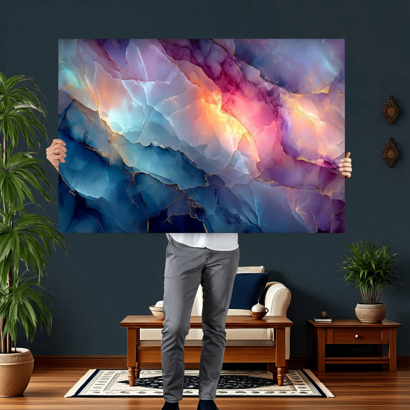 28163849-MGV-CV-36X24 - Colorful Abstract Canvas Wall Art Print, Vibrant Popup Color Art Print