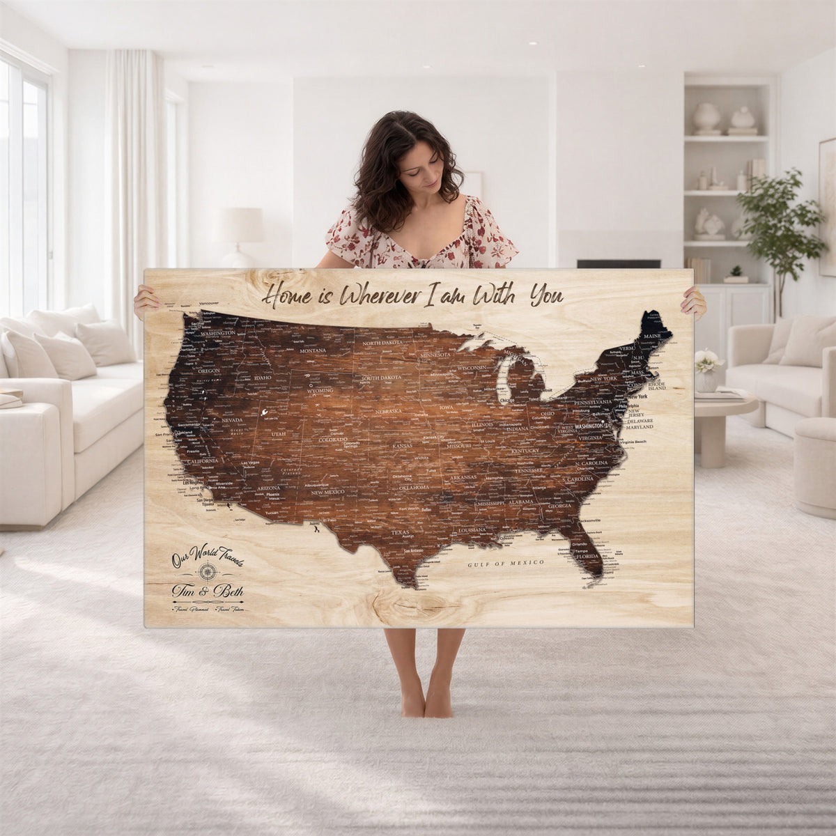 16274332-_Poster-30x20 - Personalized USA Push Pin Travel Map Canvas for Adventure Wall Decor