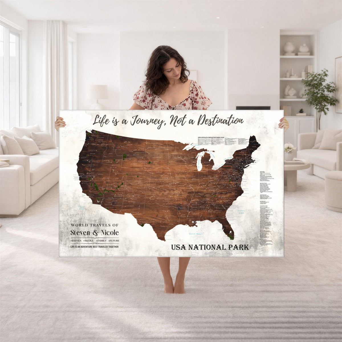 24049800-MGV-CV-36X24 - Personalized USA National Park Push Pin Travel Map Canvas Print