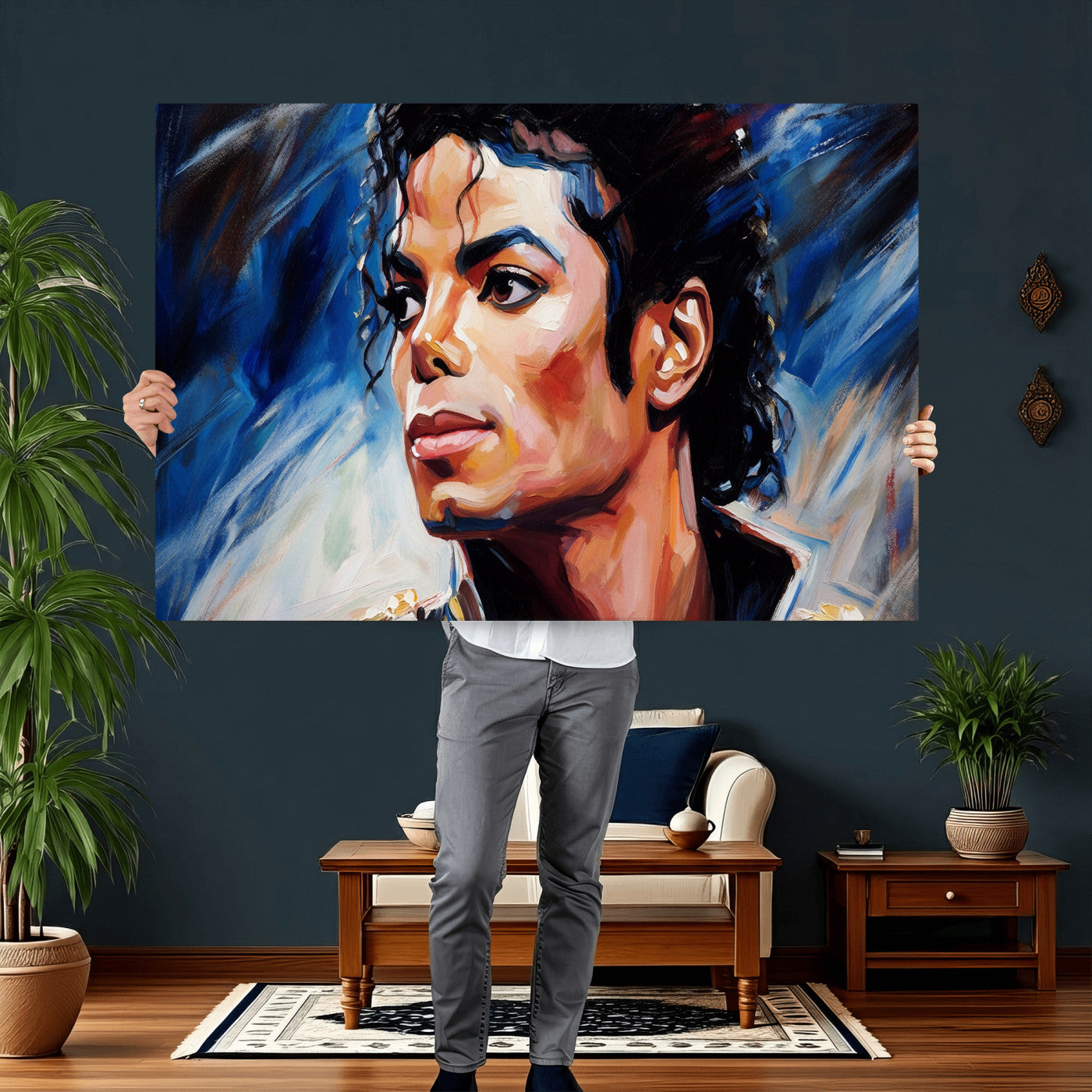 51466481-MGV-CV-36X24 - Abstract Michael Jackson Photo Wall Art Canvas Print
