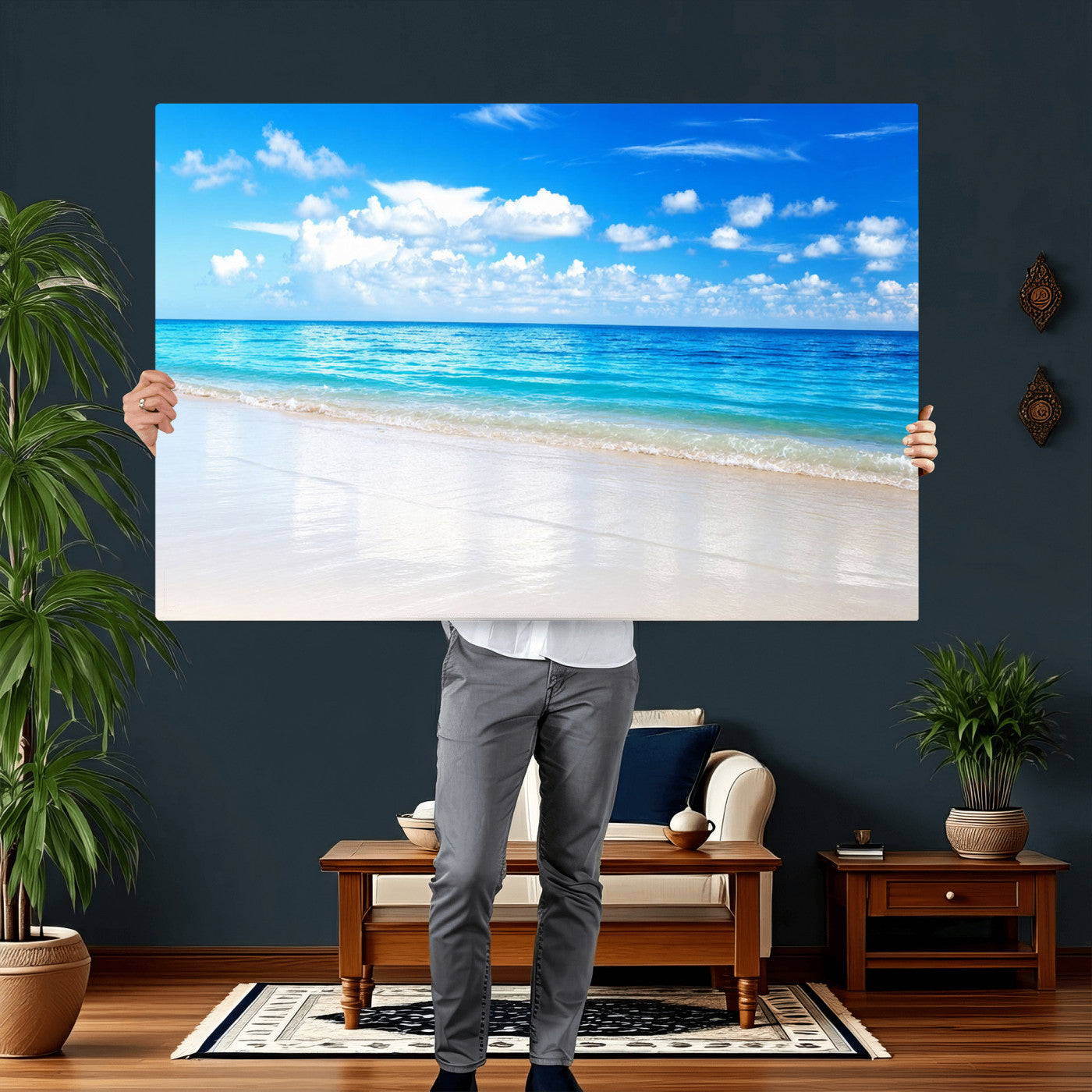 67491909-MGV-CV-36X24 - Tropical Beach Ocean Wall Art Canvas Print for Home Decor