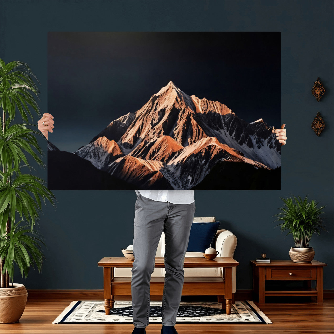 10196184-MGV-CV-36X24 - Snow Mountain Wall Art Canvas Print for Living Room Decor