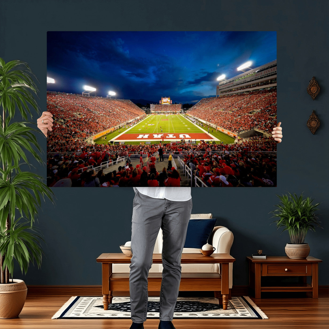 74019251-MGV-CV-36X24 - Rice-Eccles Stadium Wall Art Canvas Print - Utah Salt Lake City Stadium Print