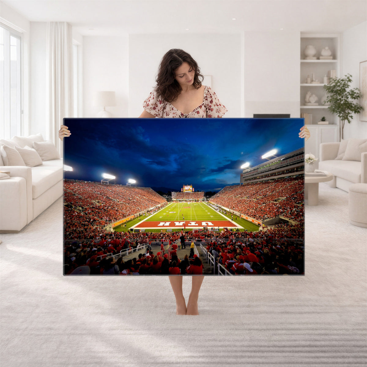74019251-MGV-CV-36X24 - Rice-Eccles Stadium Wall Art Canvas Print - Utah Salt Lake City Stadium Print