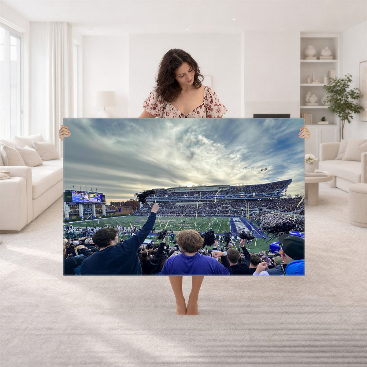 400867JMU-MGV-CV-36X24 - JMU Stadium Wall Art Canvas Print for Game Room Decor - James Madison University Stadium