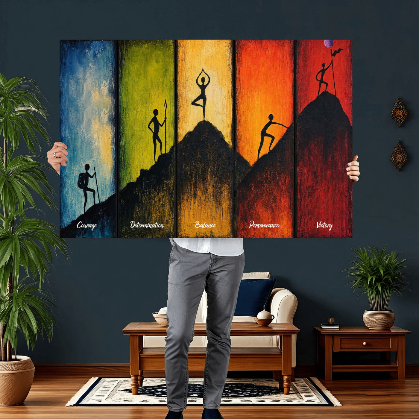 59418630-MGV-CV-36X24 - Success Journey Courage to Victory Wall Art Canvas Print - Motivational Office Decor