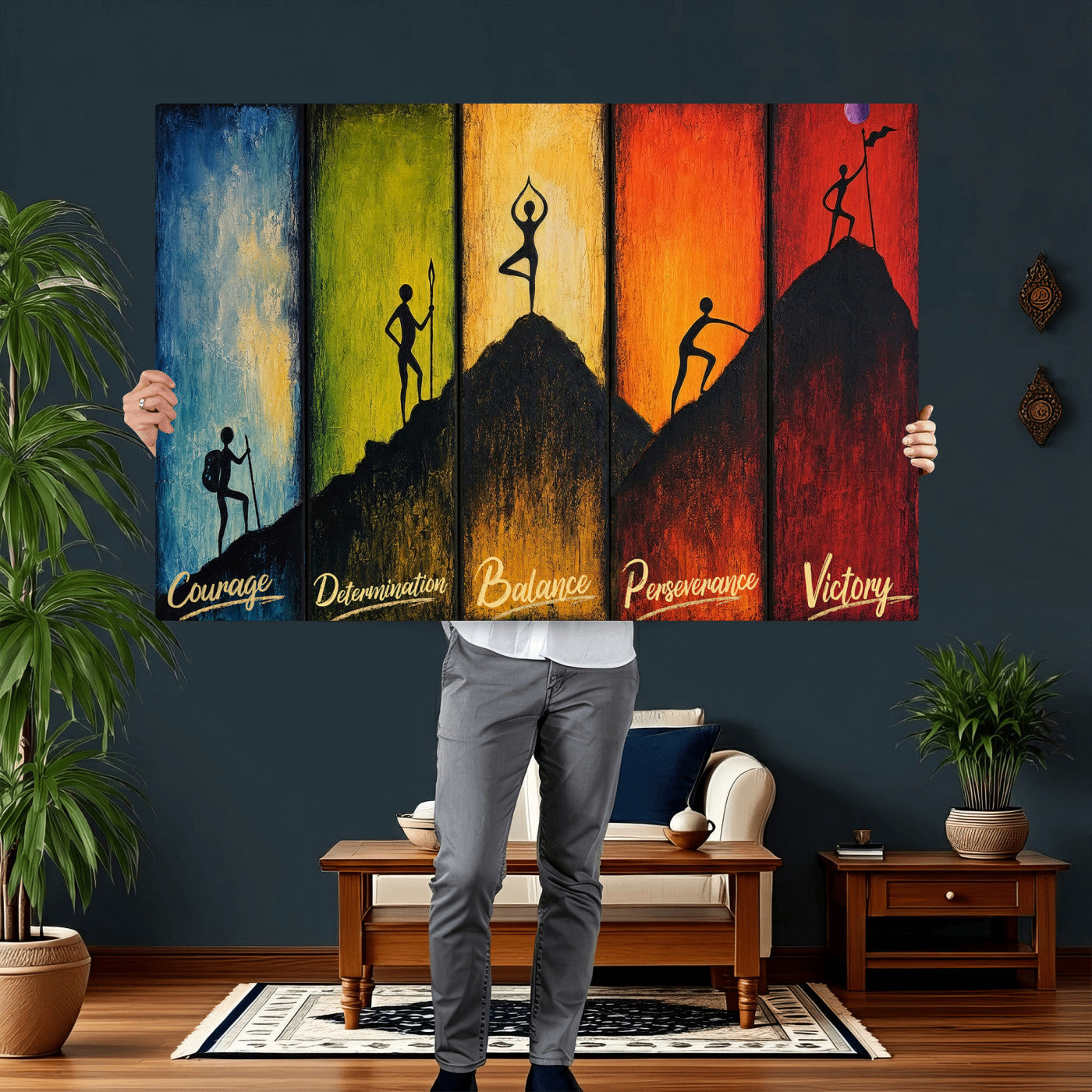 59418630-MGV-CV-36X24 - Success Journey Courage to Victory Wall Art Canvas Print - Motivational Office Decor