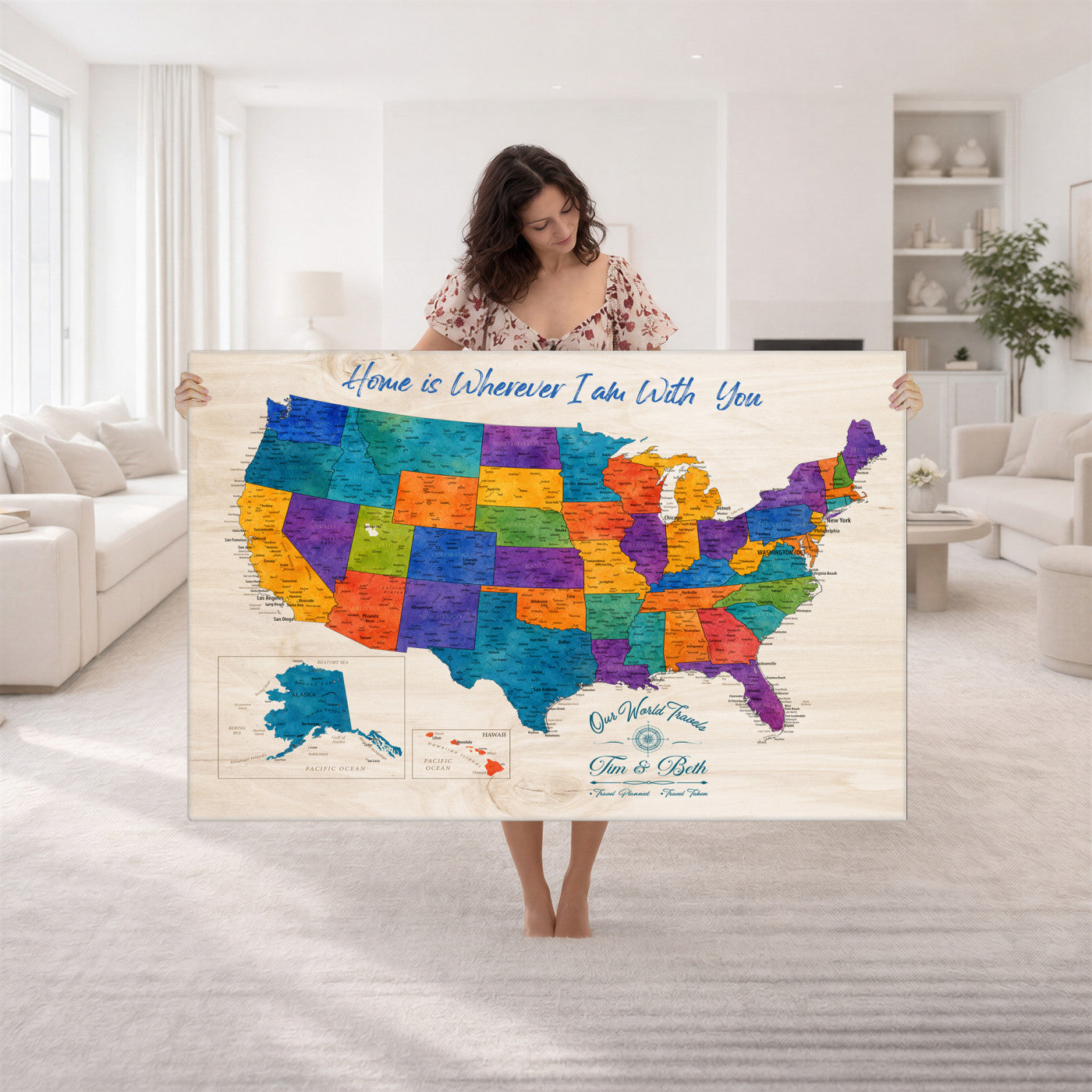588510355-MGV-CV-36X24 - Personalized USA Push Pin Travel Map – Custom United States Map Wall Art