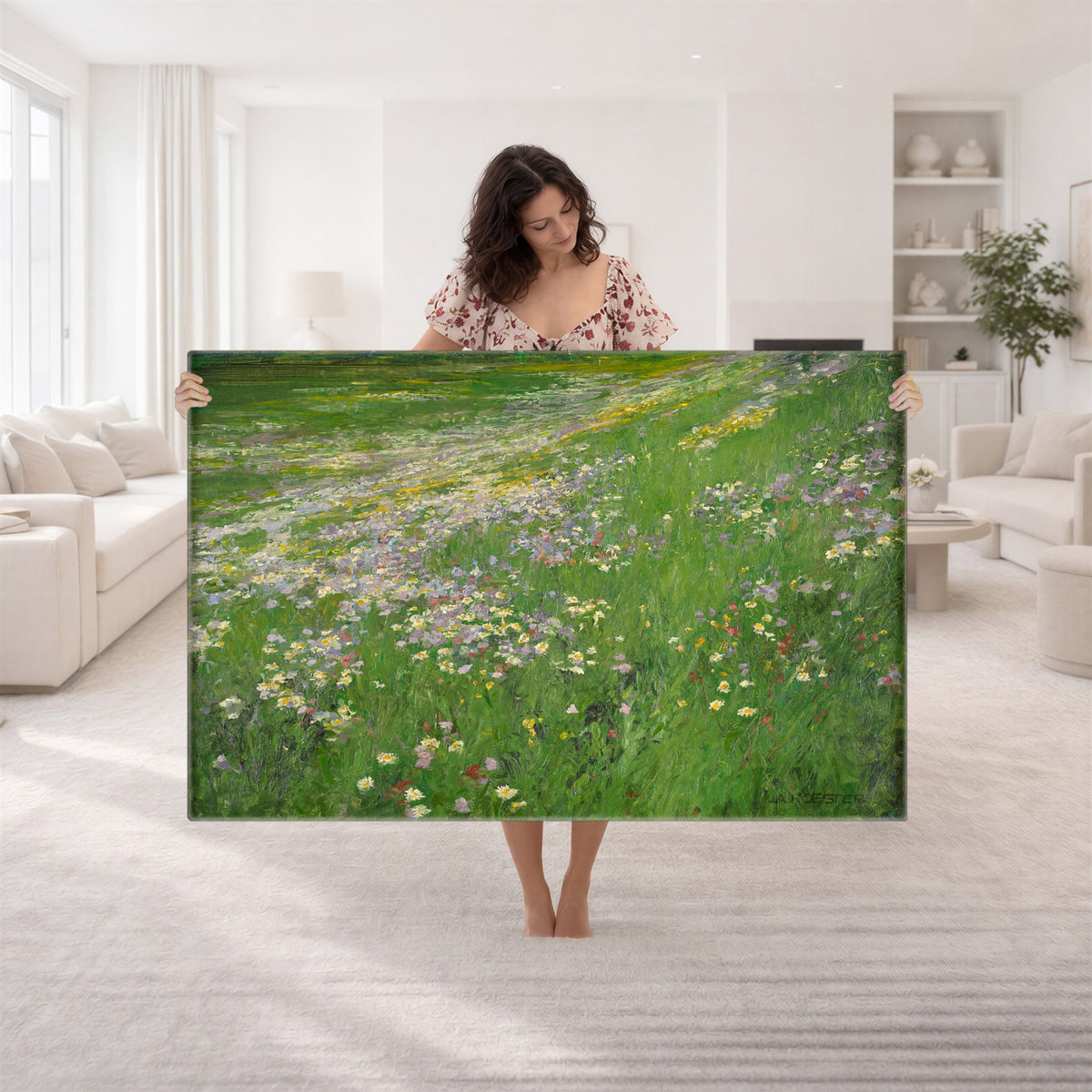 63535040-MGV-CV-36X24 - Alexander Koester Flower Meadow Canvas Wall Art, Vintage Landscape Print