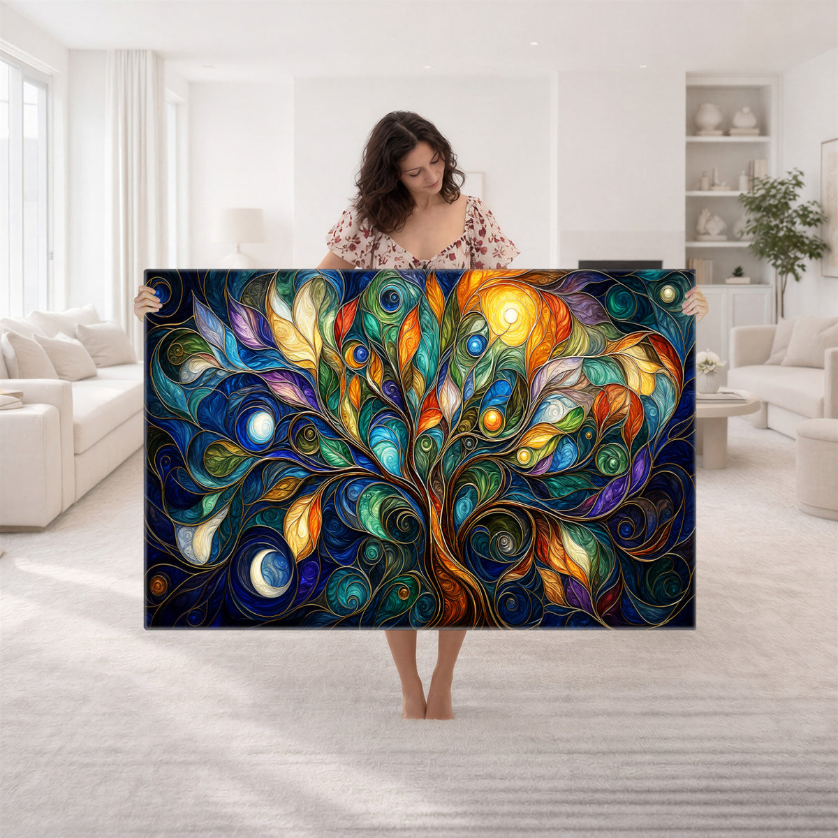 60127105-MGV-CV-36X24 - Psychedelic Tree Of Life Wall Art - Vibrant Swirl Cosmic Nature Decor
