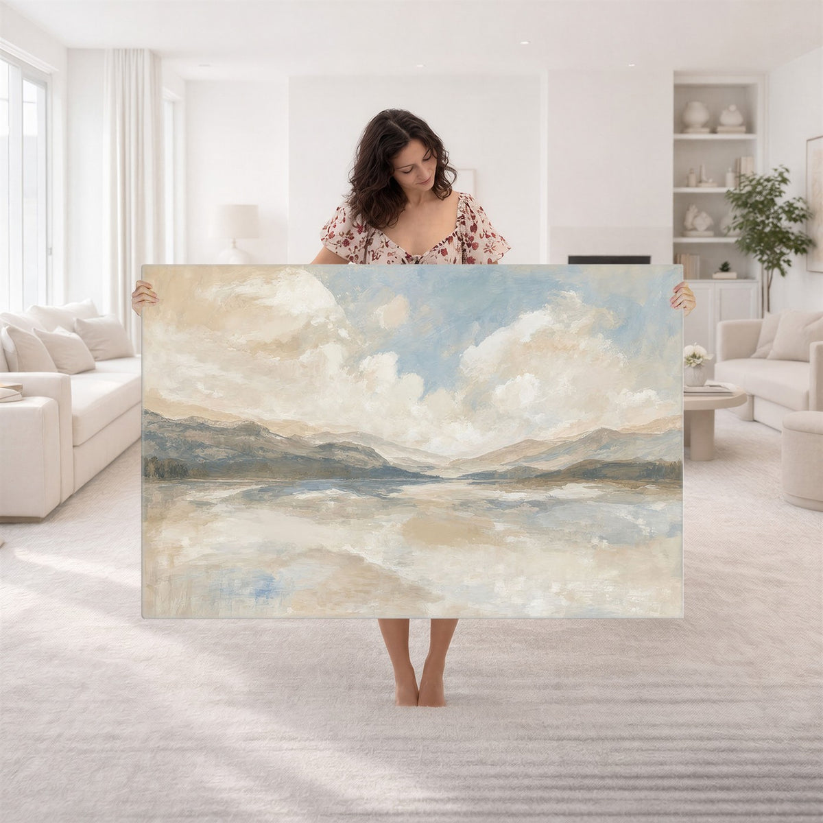 12998065-_Poster-30x20 - Serene Mountain and Lake Landscape Canvas Wall Art