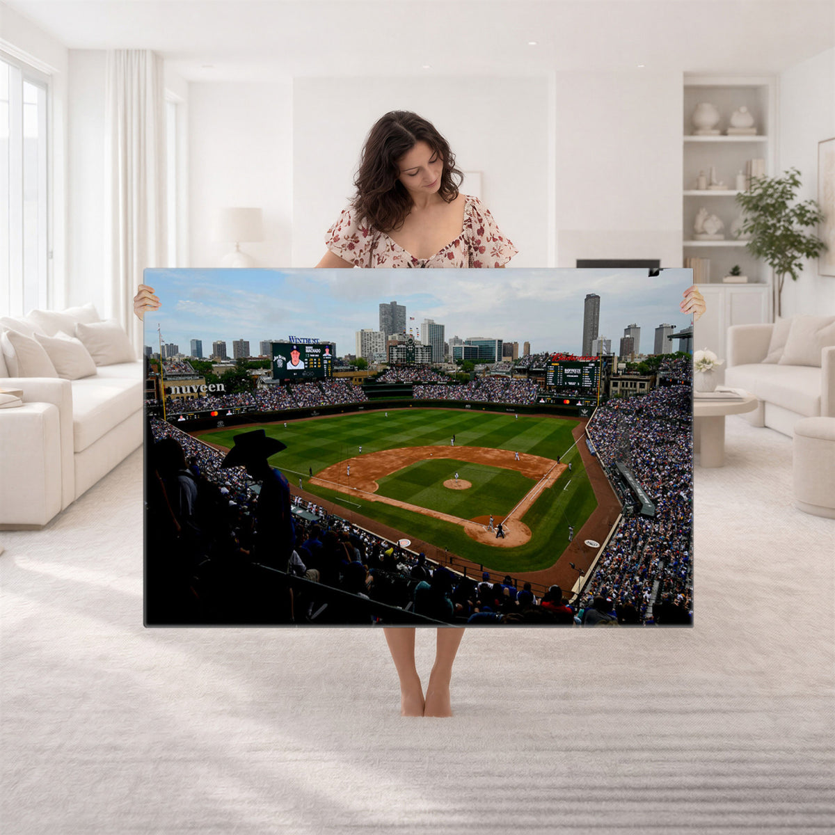 34859D-MGV-CV-36X24 - Chicago Cubs Baseball Team Print - Wrigley Field Stadium