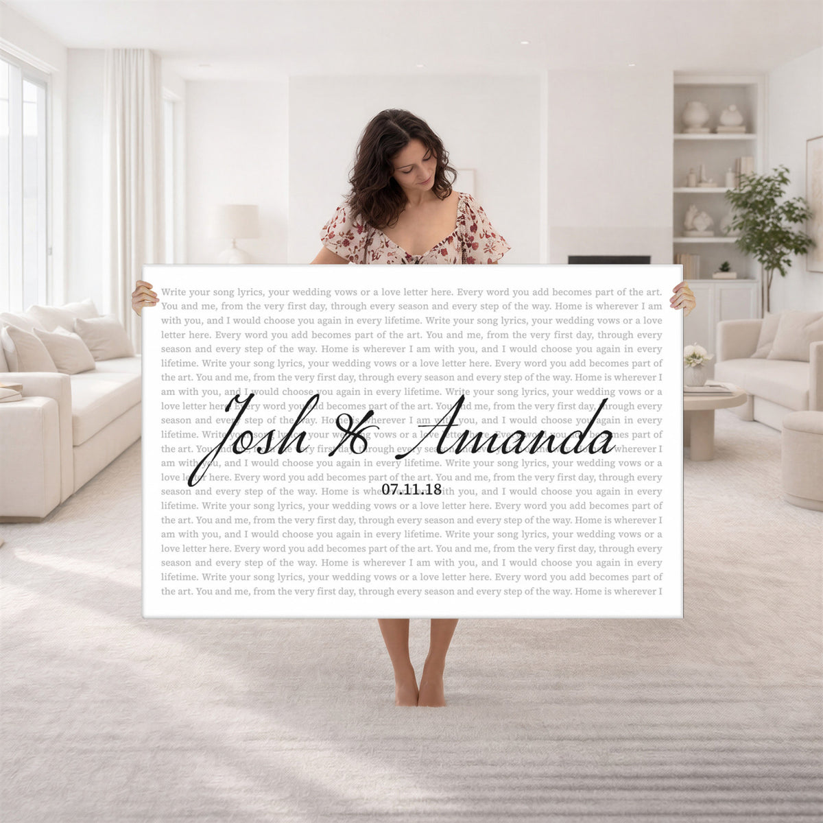 CSTM914ANI-MGV-CV-36X24 - Song Lyrics Wall Art with Names – Personalized Wedding Song Canvas Print