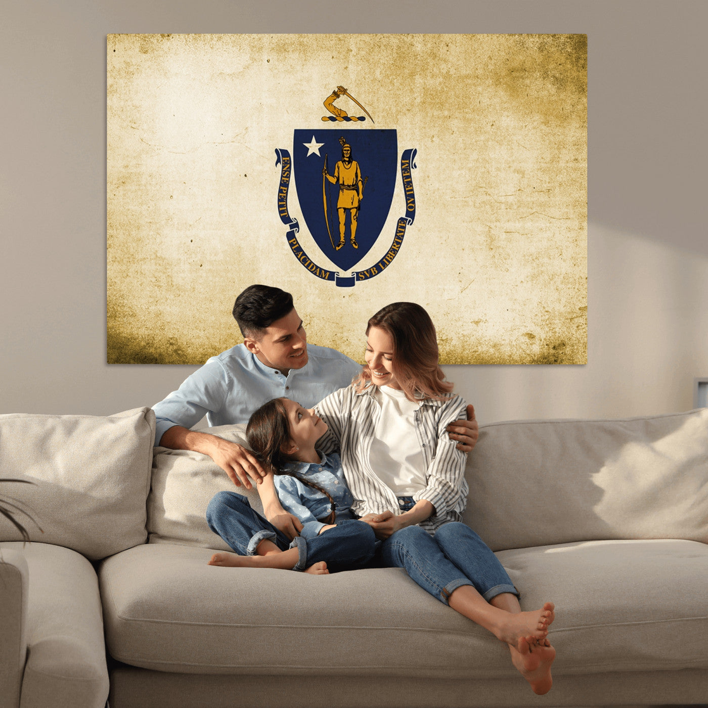 37316-MGV-CV-36X24-Massachusetts Flag Wall Art Canvas Print