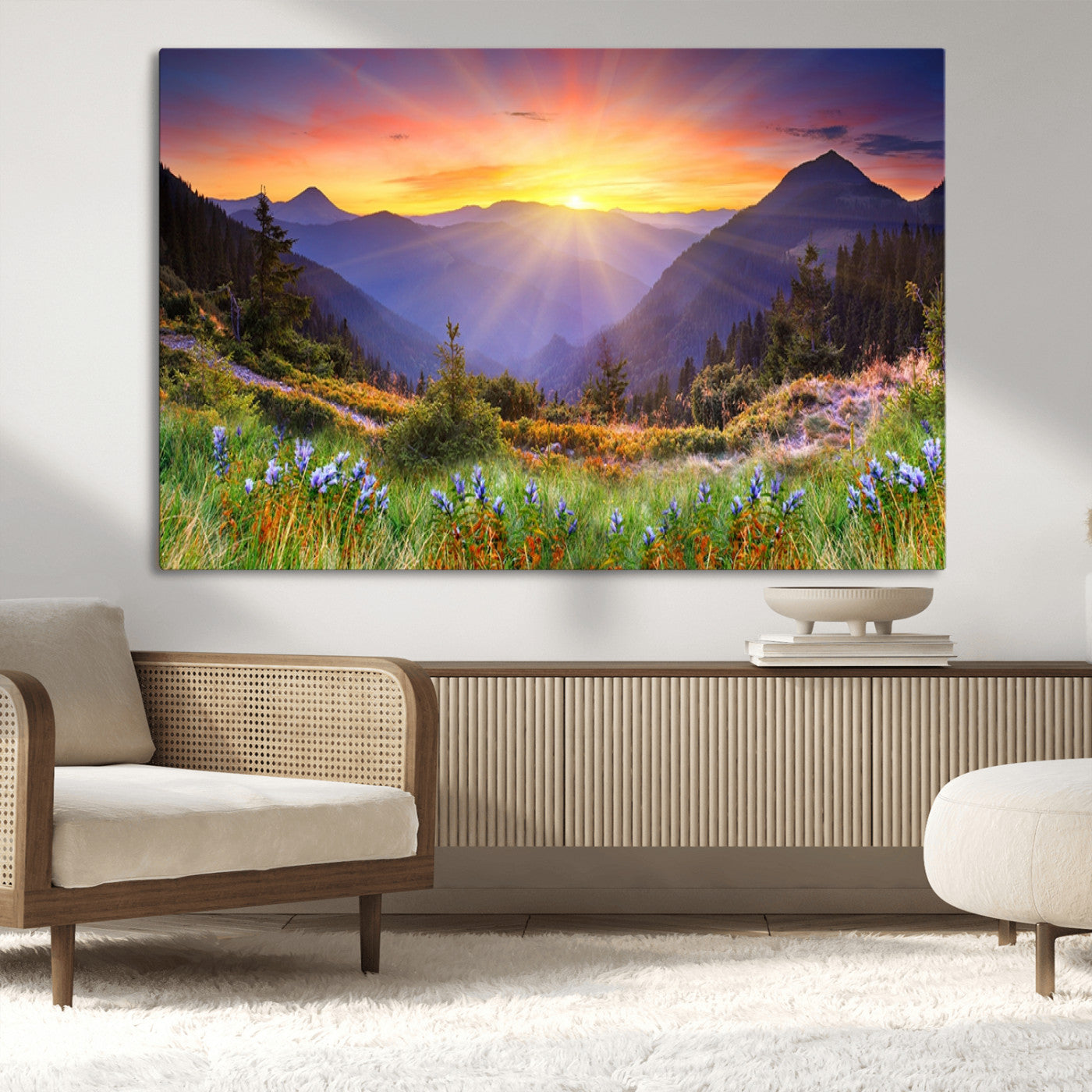 MGV-CV-36X24 - Mountain and Spring Wall Art Canvas Print