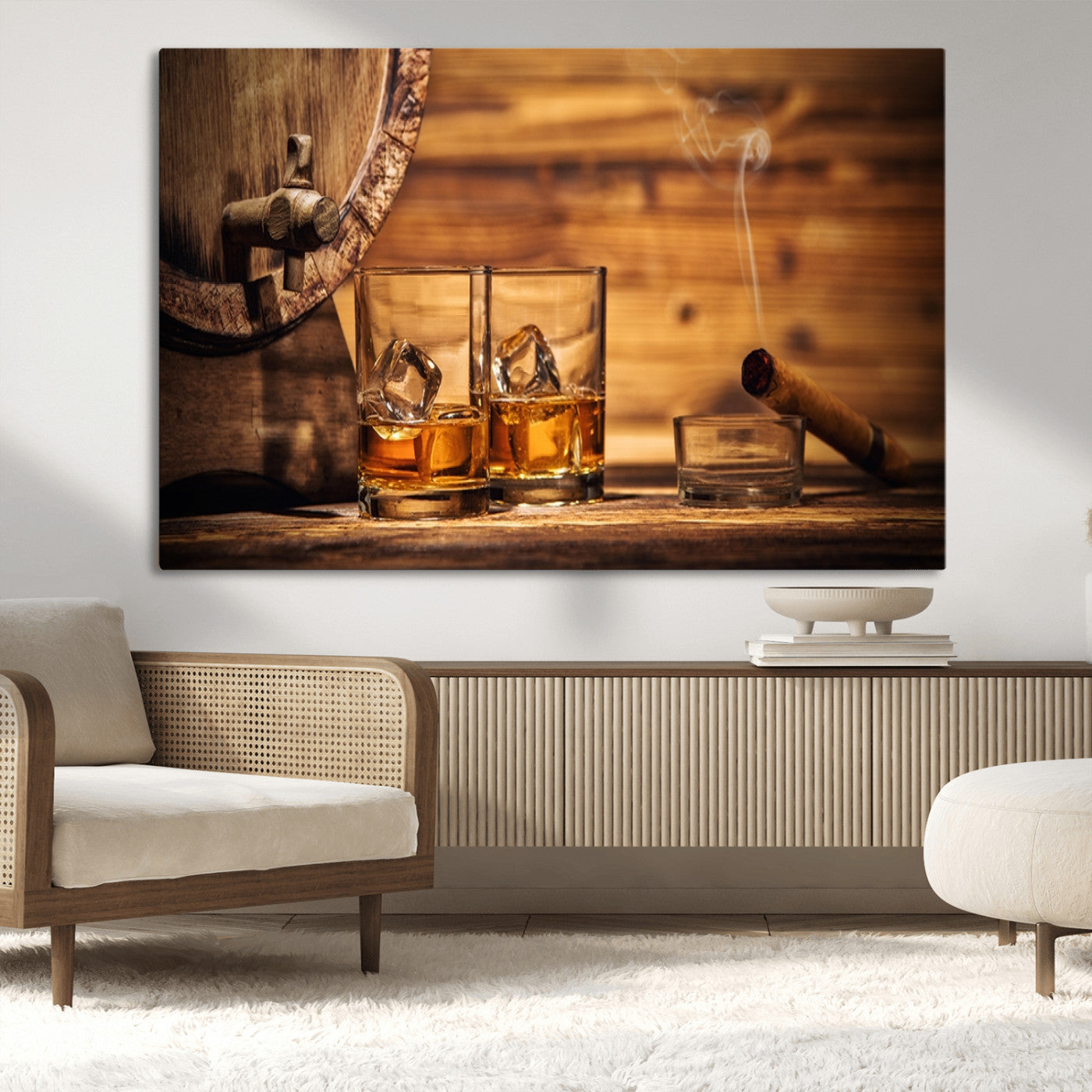 MGV-CV-36X24 - Rustic Whiskey and Barrel Canvas Print