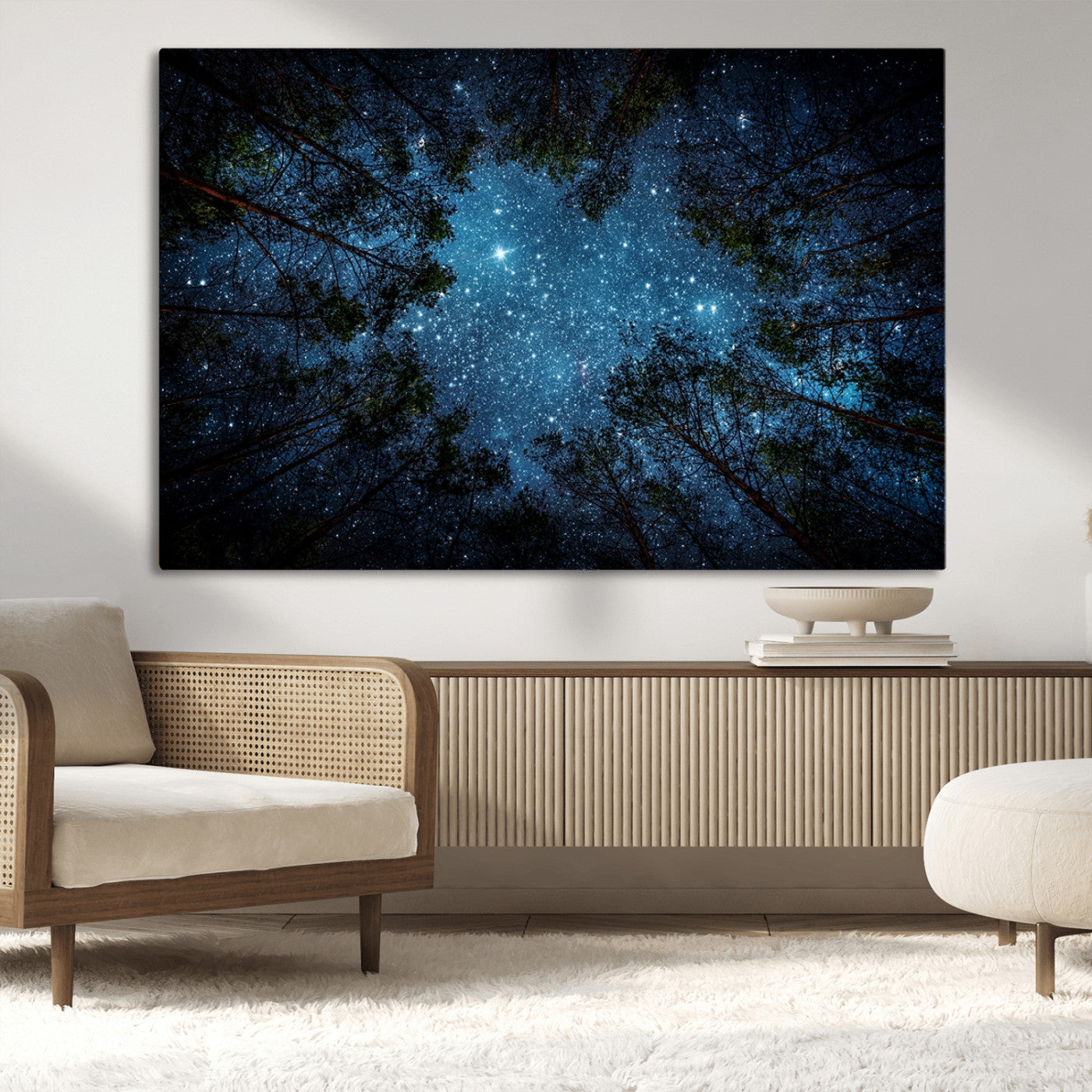 -Forest and Stars Wall Art Canvas Print