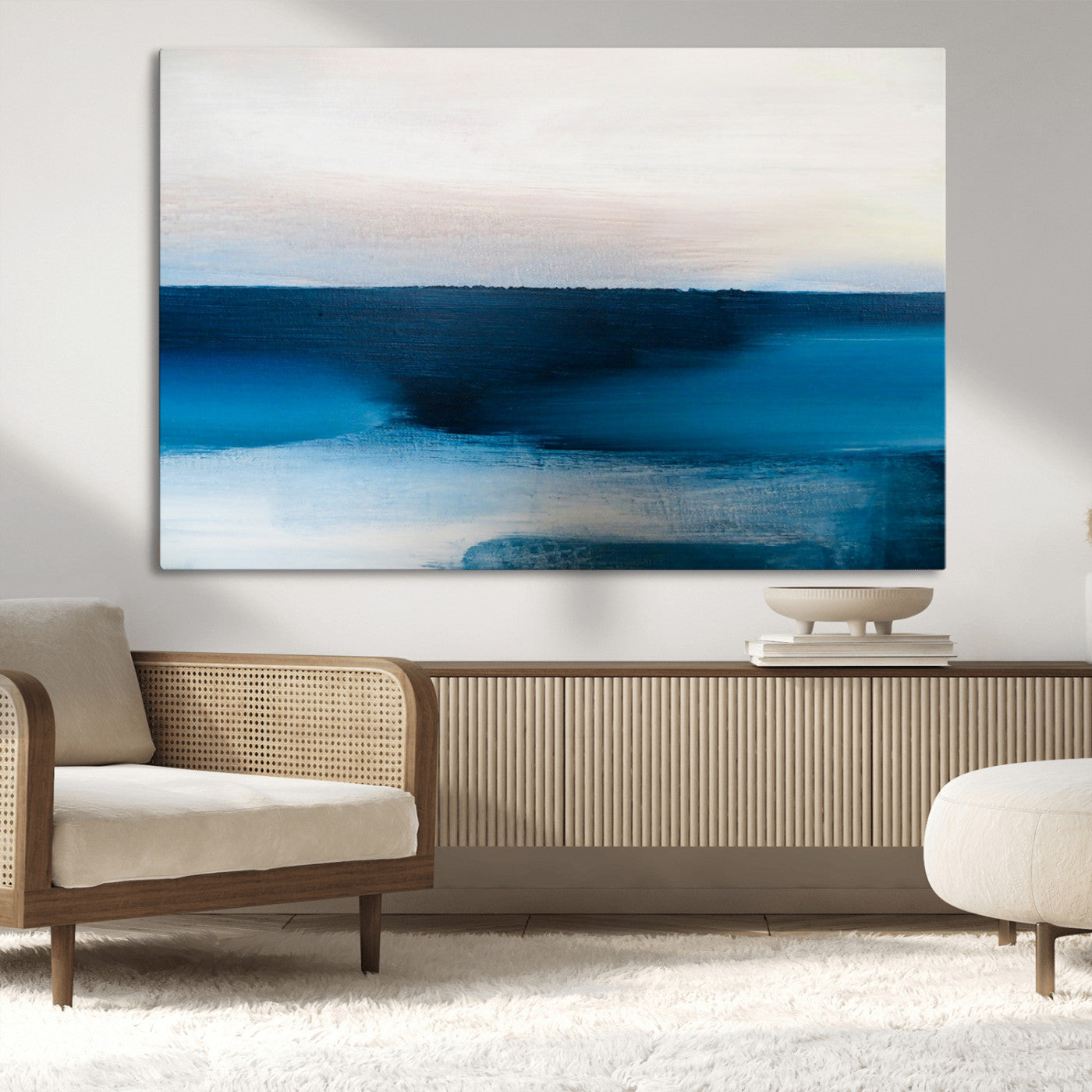 MGV-CV-36X24 - Dark Blue Abstract Wall Art Canvas Print