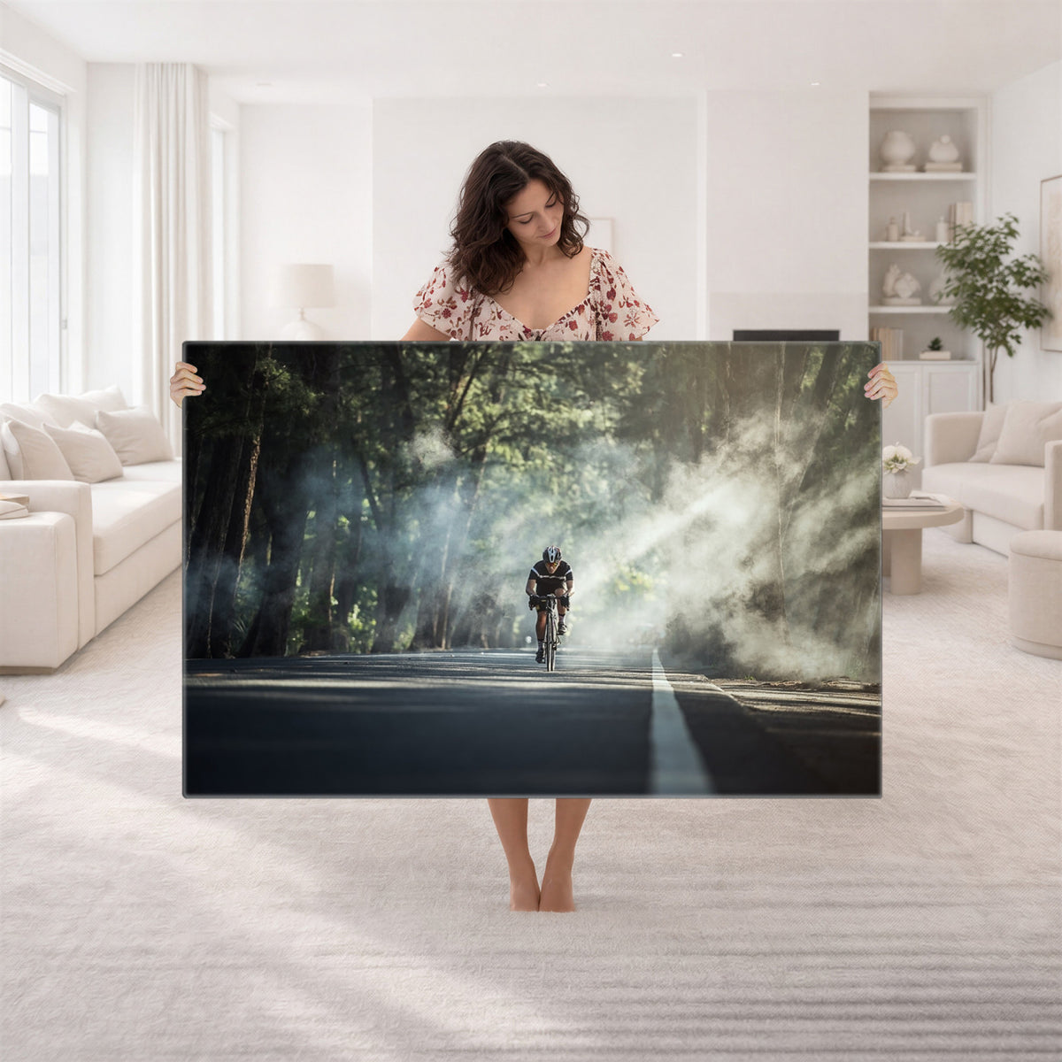 60298-MGV-CV-36X24 - Cycling Road Bike in the Morning, Cycling Road Bike Canvas Print