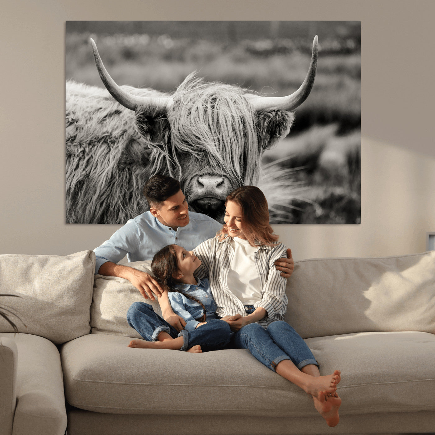 67365-MGV-CV-36X24-Cow Focus Canvas Wall Art Print